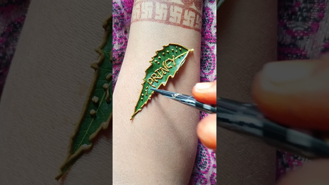 cute name ❣️ green leaf tattoo 