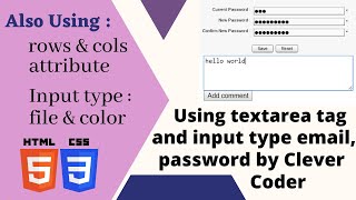 Using textarea Tag In HTML | Input Type email, password etc |  Bangla Tutorial On Web Design No : 39