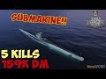 World of WarShips | U-69 | 5 KILLS | 159K Damage - Replay Submarine Gameplay 4K 60 fps