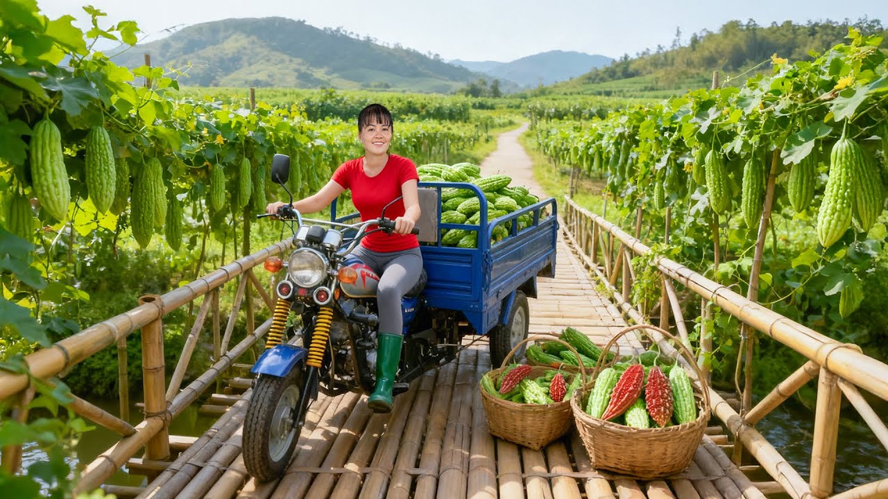 TIMELAPSE -- Harvest Wild Bitter Gourd, Process into Delicious Dishes and Sell at the Market