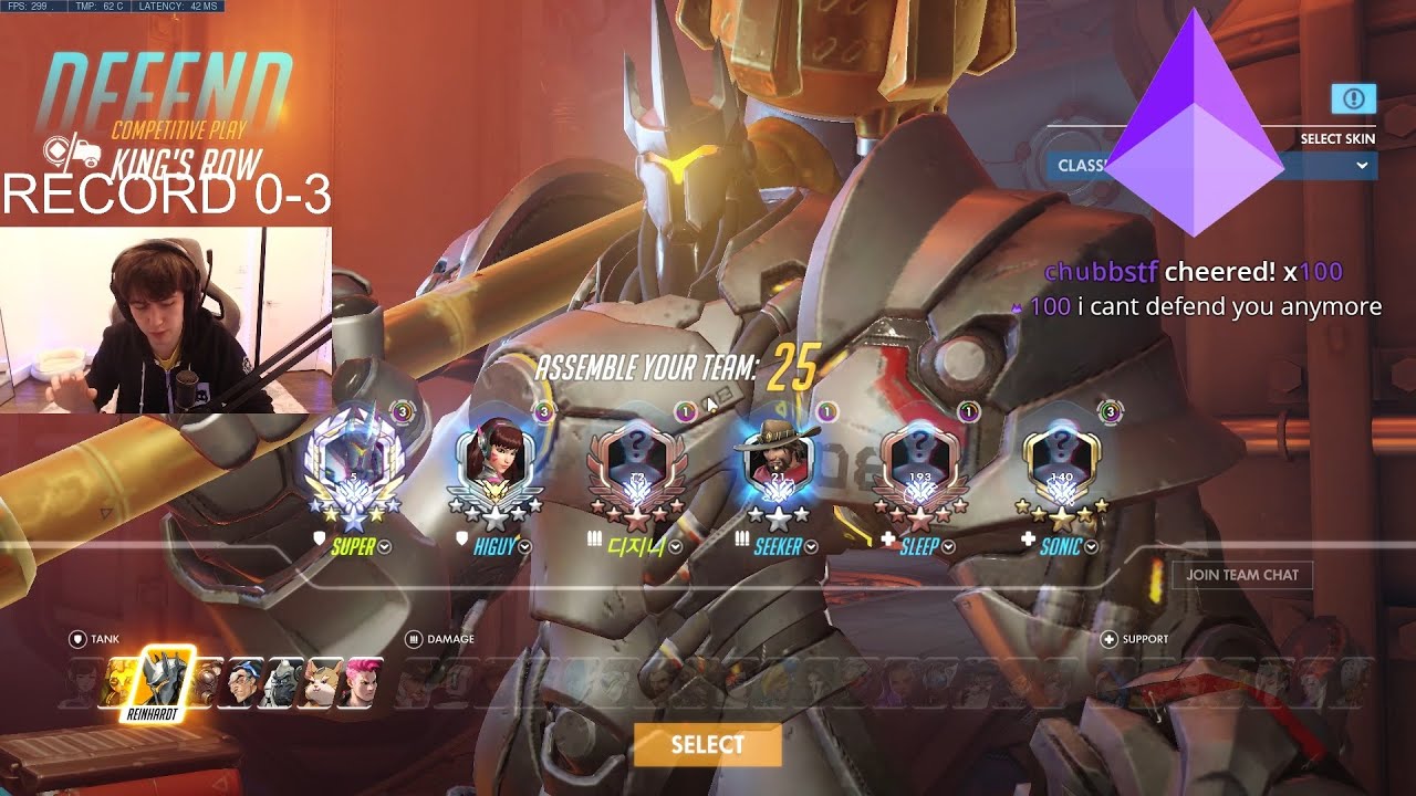 RANK # 5! SUPER REINHARDT GAMEPLAY OVERWATCH SEASON 32 TOP 500