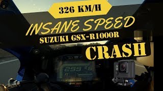 Suzuki GSX-R 1000R L7 TOP SPEED 326 km + INSANE Gopro Crash