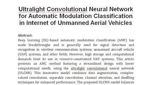 Ultralight Convolutional Neural Network for Automatic Modulation Classification in Internet of Unman