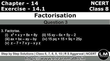 Factorisation | Class 8 Exercise 14.1 Question 3 | NCERT | Learn Maths