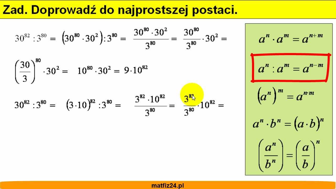 Wzory Na Potęgi I Pierwiastki Potęgowanie i potęgi - Zadania i wzory - Matfiz24.pl - YouTube