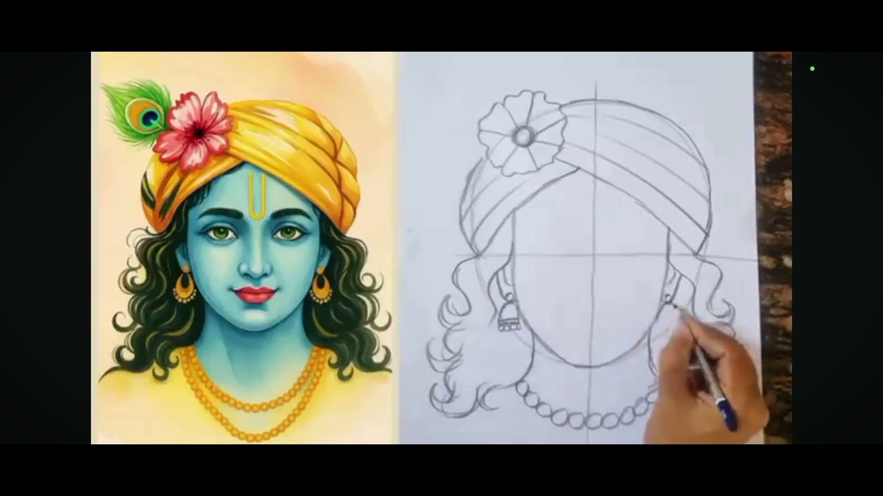 Aasan tric Krishna ji ki drawing banane wali - YouTube