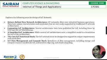 LECTURE VIDEOS 17CS81 MODULE1 IoT architecture  Dr P BINDHU