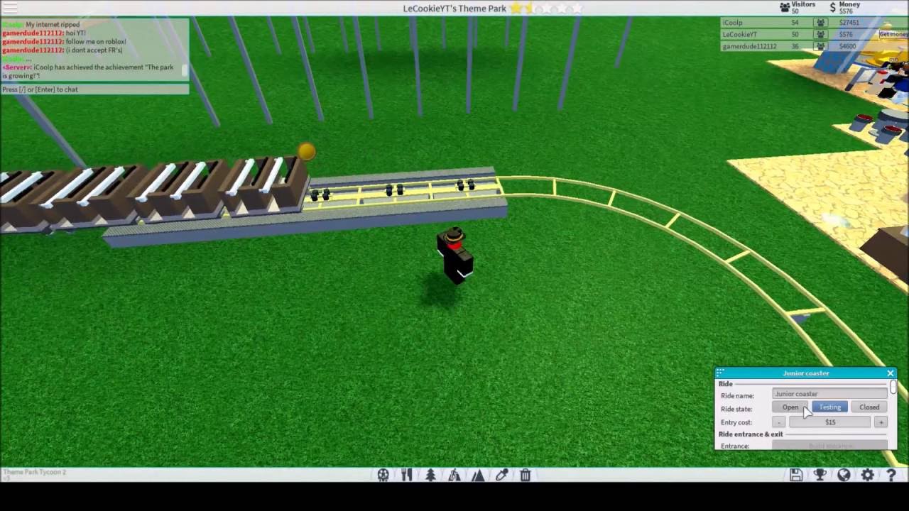 Theme Park Tycoon 2 Ep 2 Finishing The Roller Coaster Youtube - how to build a looping coaster roblox theme park tycoon