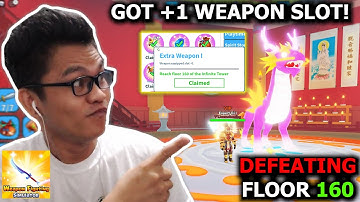 Defeating floor 160 boss and getting a WEAPON SLOT! in Roblox Weapon Fighting Simulator!