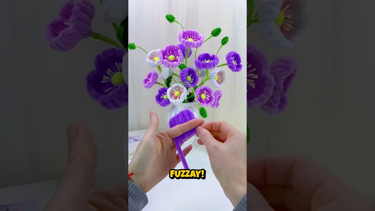 Blooming Purple Poppy in 1 Min!💜✨ | Easy Pipe Cleaner DIY for Spring 