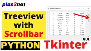 Vertical & horizontal Scrollbar to navigate rows for Tkinter Treeview while displaying records