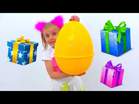 Alice and Eva Play Dino ranch Toys in Colored Eggs for Kids