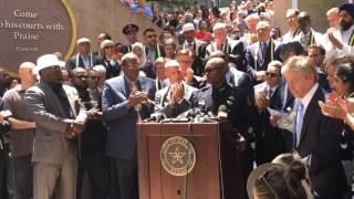 Dallas Police Chief David Brown addresses crowd at vigil