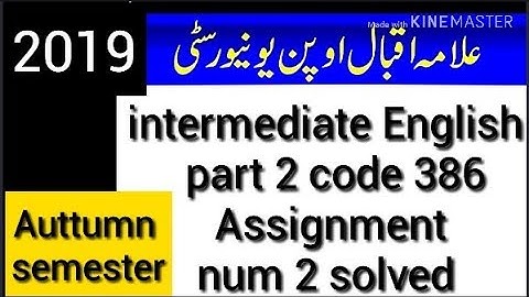 Aiou intermediate Students English Part 1 code 386 Assignment num 2 solved Auttumn semester 2019