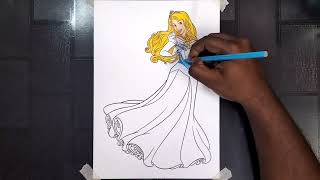 Coloring Disney Sleeping Beauty Aurora Cute step by step | Disney Princess screenshot 4
