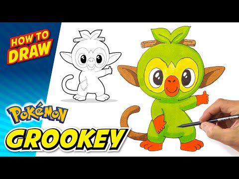 How to Draw Pokemon GROOKEY  Easy Step by step