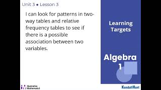 Algebra 1 Unit 3 Lesson 3 Associations in Categorical Data Wealth