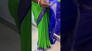 Pure Mysore Silk Saree In Green With Blue Contrast In Gatti Border 120 Gsm 91 9148735430