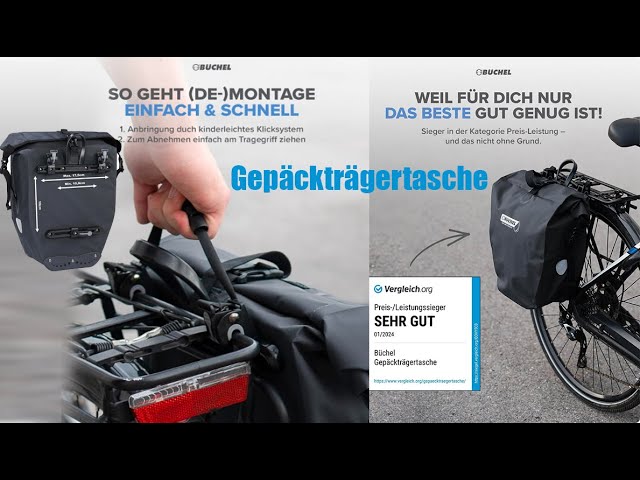 Die Bchel Fahrradtasche ist eine wasserdichte Gepcktrgertasche mit einem  Volumen von 25,4 Litern