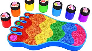 Satisfying Video l How to make Rainbow Slime Foot WITH Mixing Glitter from Mini Baths ASMR