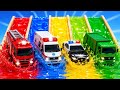 🚒🌈【はたらくくるま10分】あわあわのおふろにドボン!なににへんしんするかな?