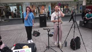 Jason Allan and Mia sing Dancing On My Own by Calum Scott in Church Street Liverpool