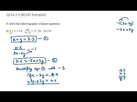 9 Solve The Following Pairs Of Linear Equations I X Y 3 3 0 6 3x 2y 1 Ex 3 3 Q9 I Youtube 9 Solve The Following Pairs Of Linear Equations I X Y 3 3 0 6 3x 2y 1 Ex 3 3 Q9 I Youtube
