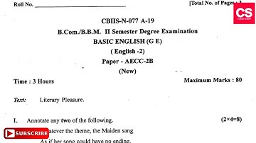 B.Com 2nd Semester Basic English Degree Examination Gulbarga University Question Paper-Class Series