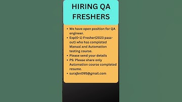 Hiring Freshers| shorts| QA Jobs| WFH Jobs