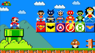 Super Mario Bros., but Mario Gets More Custom Item Blocks of All SUPERHEROES