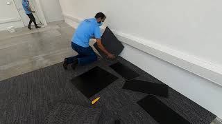 Carpet Tile Installation  How to Install Carpet Tile with Tackifier Adhesive, Easy Installation