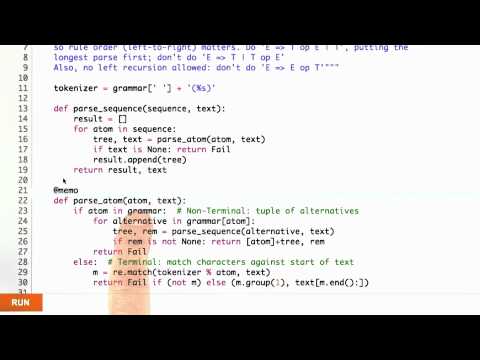 Speedy Parsing Solution - Design of Computer Programs
