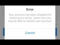 Instagram error account deleted fix