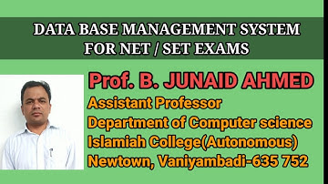 Questions &Answers of DBMS For UGC NET / SET Examinations Lecture by Prof. B. Junaid Ahmed...