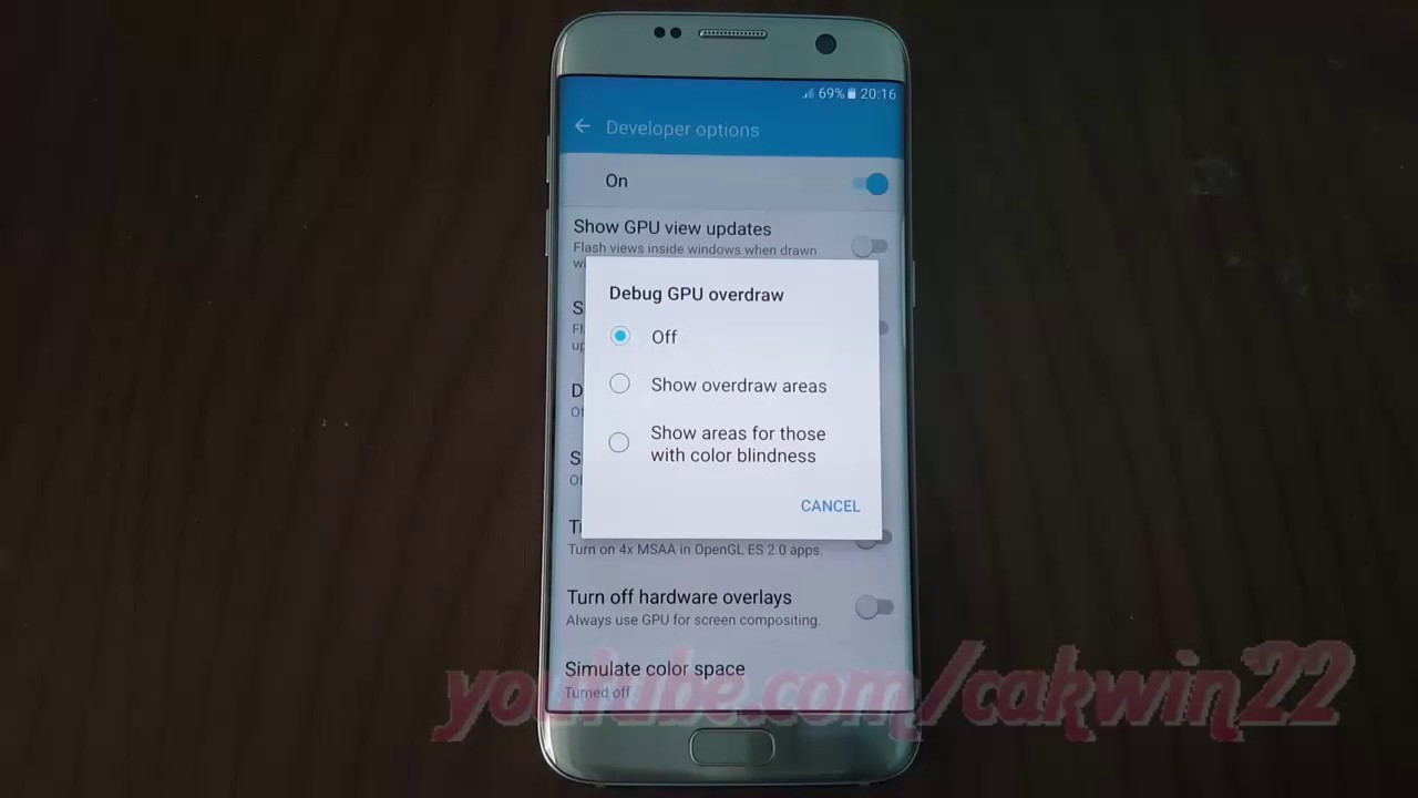 Samsung Galaxy S7 Edge How to Show Debug GPU overdraw (Android Marshmallow) YouTube