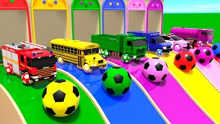 بيبي شارك + عجلات الحافلة – سيارات تلعب كرة القدم – أناشيد وأغاني الأطفال