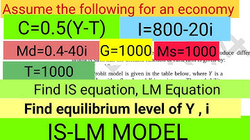 IS-LM MODEL, Equilibrium level of income and interest rate , IS equation, LM equation