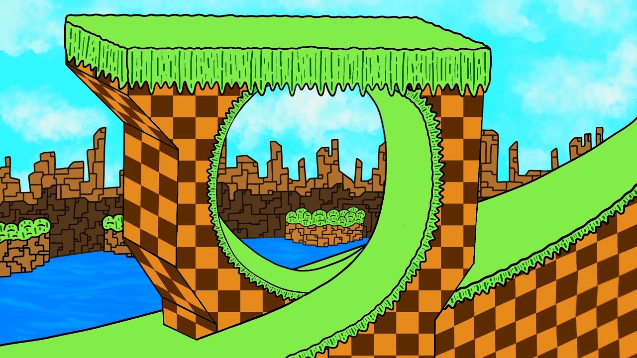 a drawing I made of green hill zone in MS paint : r/SonicTheHedgehog