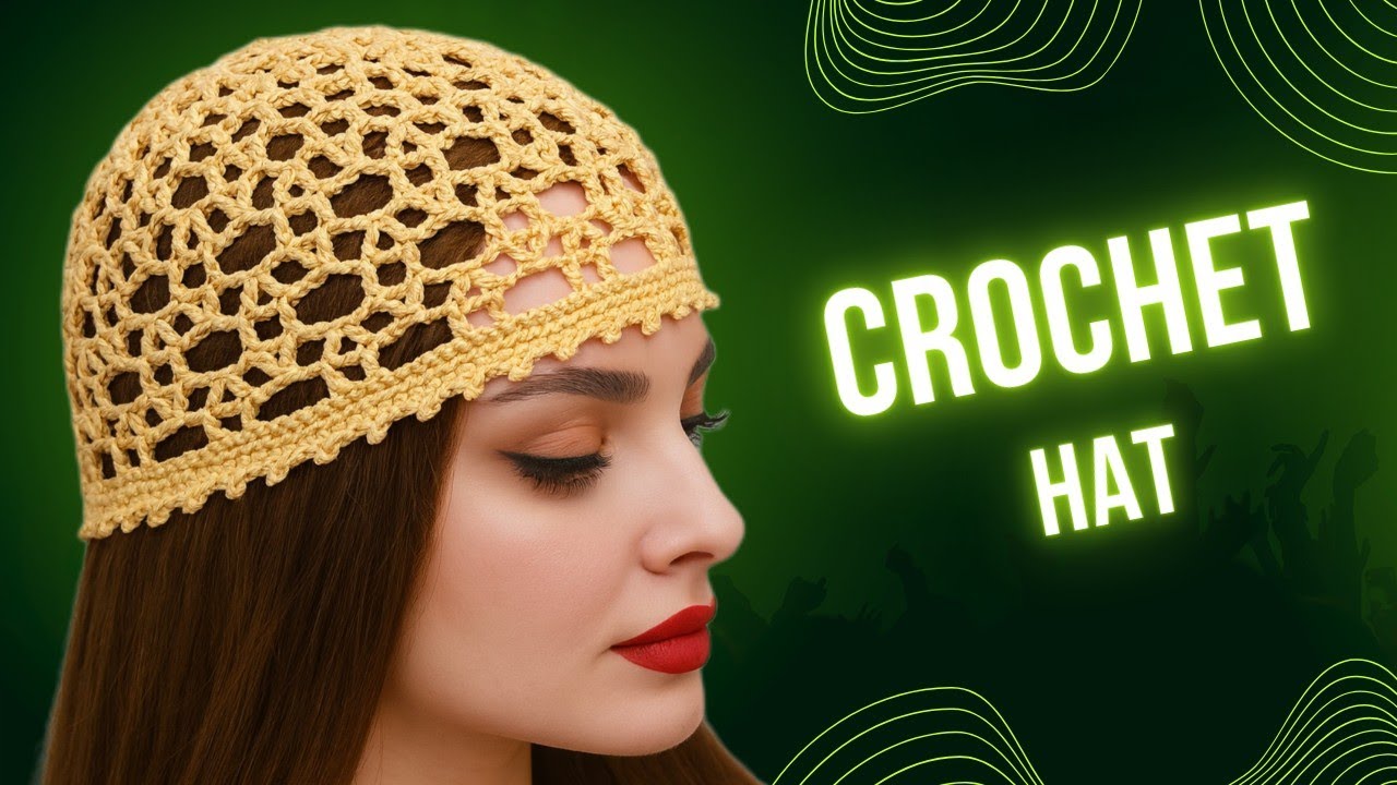 #crochet #hat یه کلاه سبک و تابستونی با بافتی ساده ولی پر از اشکال هندسی قشنگ