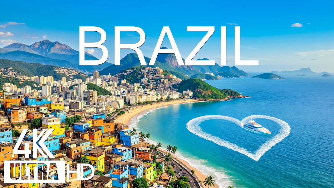 Brazil 4K Drone Footage | Colorful Coastal Hills, Turquoise Atlantic Bay, Vibrant City Energy