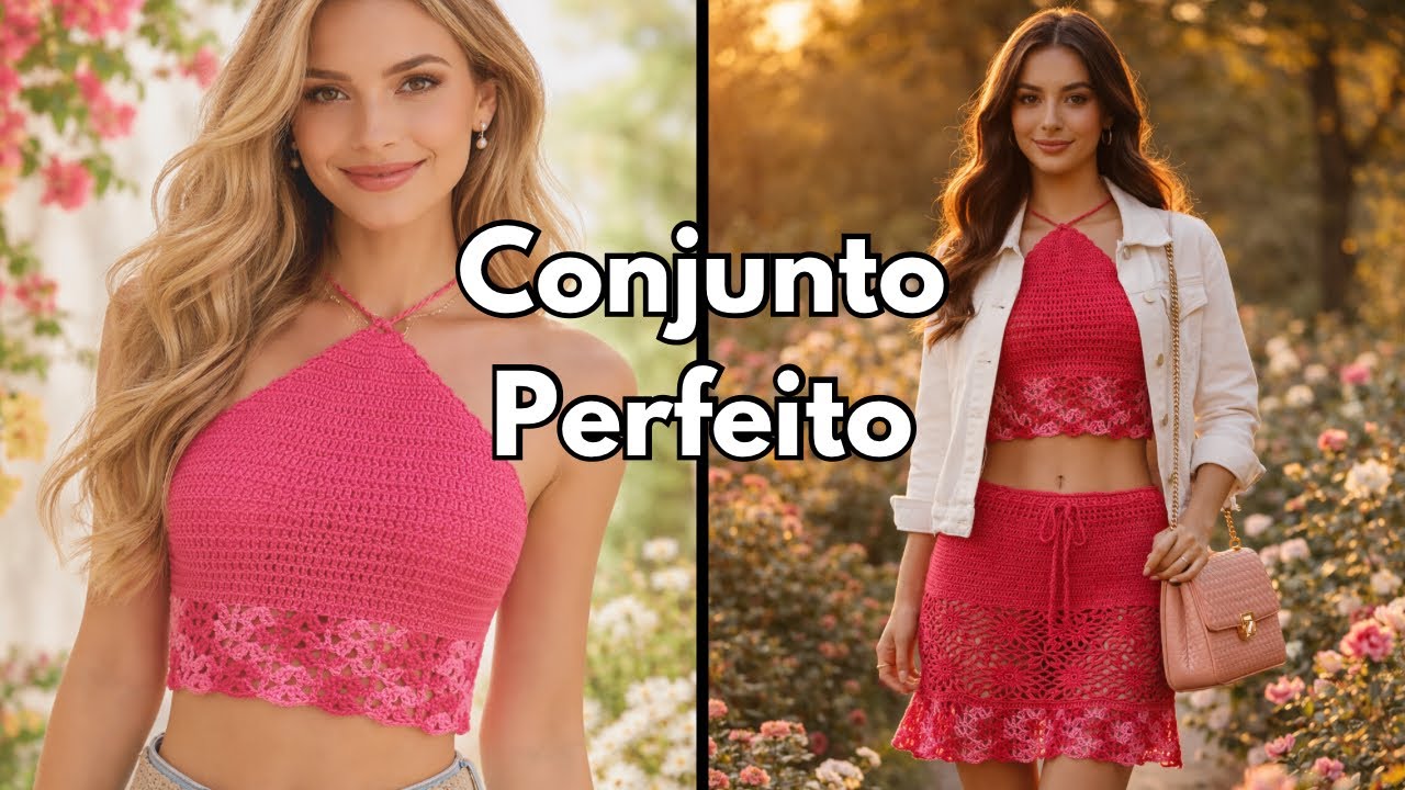 Cropped Flor de Verão em Crochê | Passo a Passo Completo | Conjunto com Saia