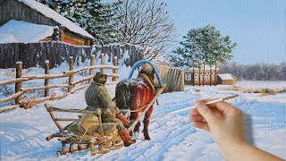 Painting a Winter Landscape with Oil | Пишем зимний пейзаж маслом.