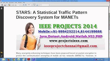 STARS A Statistical Traffic Pattern Discovery System for MANETs