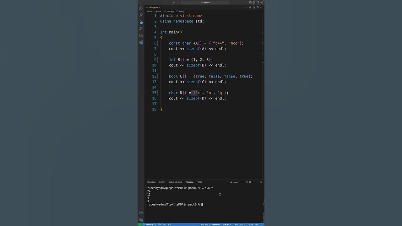 size of the char array in c and c++ - YouTube