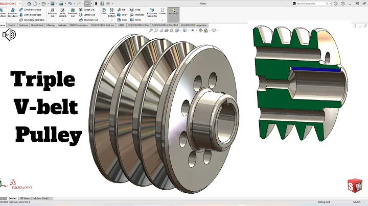 Triple V-belt Pulley SolidWorks Tutorial! Exercise 164
