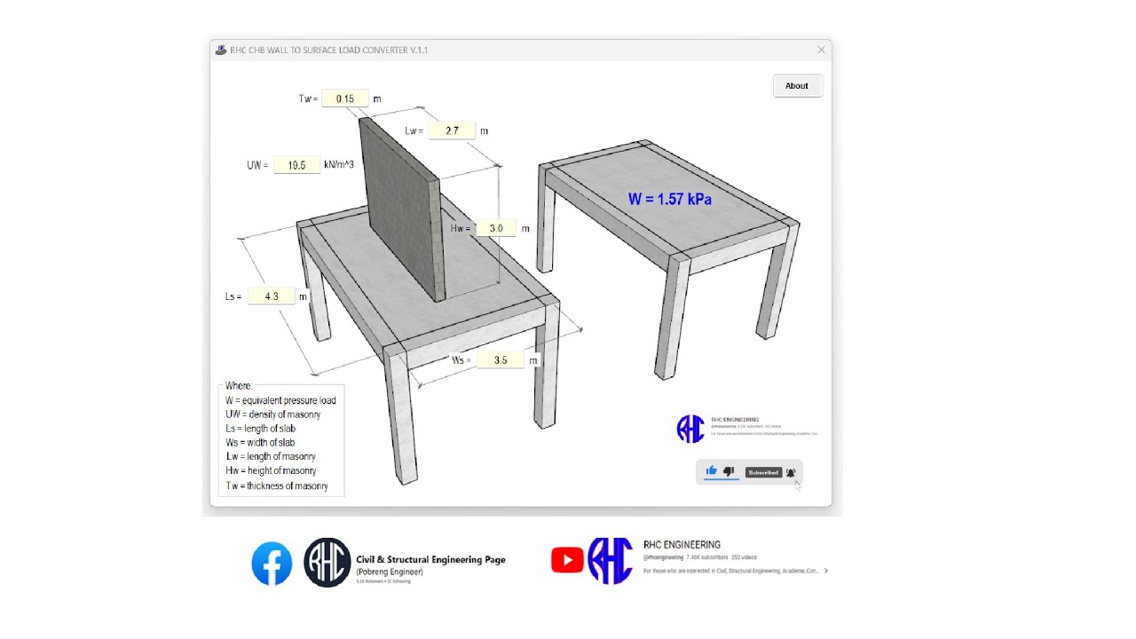 RHC Masonry Wall to Pressure Load Calculator V.1.1 YouTube