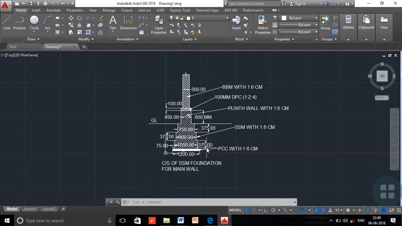 Stone Masonry Foundation Layout Plan Autocad Drawing Dwg Stone In