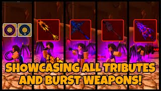 SHOWCASING ALL FLOOR 12 TRIBUTES AND BURST WEAPONS! | Roblox | [Swordburst 2]