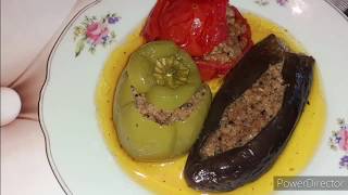 Üç Bacı Badımcan Pamidor Bibər Dolmasının Hazırlanmasıərbaycan Mətbəxi