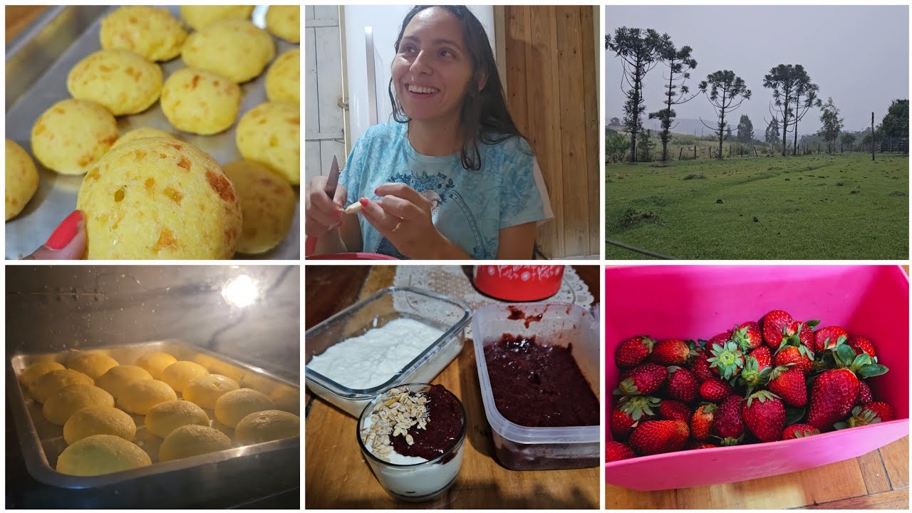 O MELHOR PÃO DE 🧀 QUEIJO/IURGUTE NATURAL/GANHAMOS MUITOS MORANGOS FIZ  GELEIA